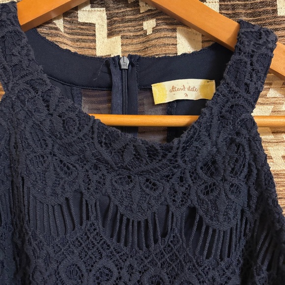 Altar’d State Navy Blue Dress, Crochet, Mesh Back Detail, Size Medium - Picture 2 of 7